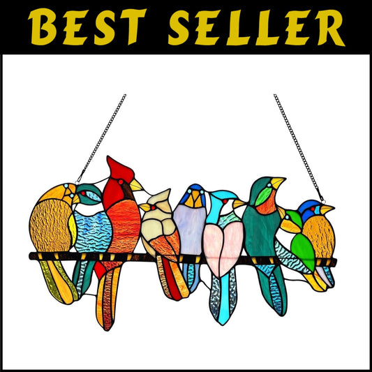 Handcrafted Stained Glass Bird Suncatcher - Vibrant Multicolor Window Hanging