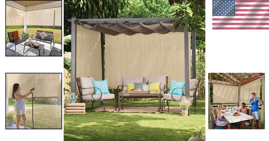 Cordless Sesame Outdoor Roller Shade 8'x6' - 80% UV Protection and Breathability