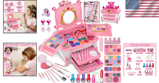 Interactive Kids Makeup Set with Mirror - Perfect Gift for Young Fashionistas