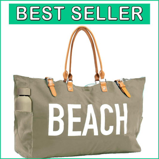 Waterproof Beach Bag with Vegan Leather Handles - Ideal Travel Tote for Women