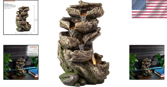 Elegant 5-Tier Indoor Tabletop Water Fountain with LED Lights - 11" Brown