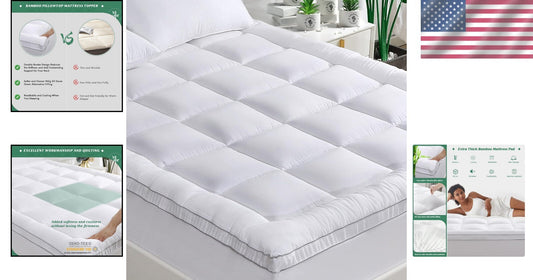 Bamboo Pillowtop Mattress Topper Twin - Ergonomic Support for Back Pain Relief