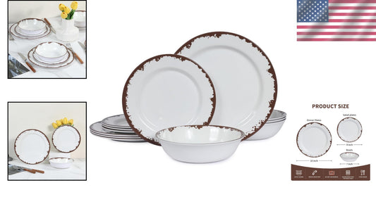 Dishwasher Safe Off-White 12-Piece Melamine Serving Sets for All Occasions
