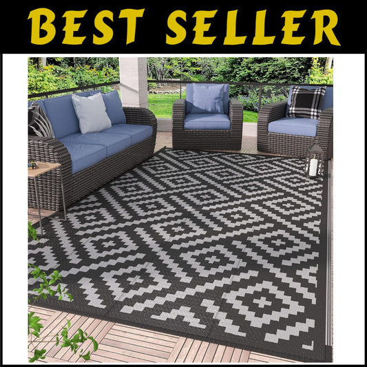 Eco-Friendly 6'x9' Reversible Patio Mat – Stylish & Easy-Clean Outdoor Rug