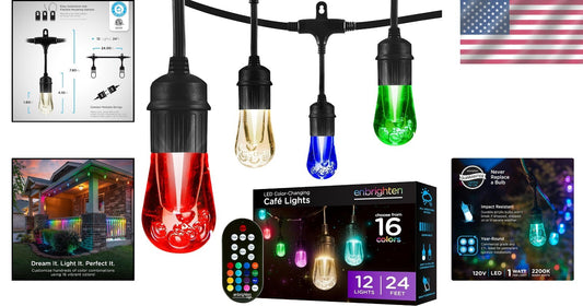 Elegant 24ft Outdoor String Lights with Remote Control & Weatherproof Design