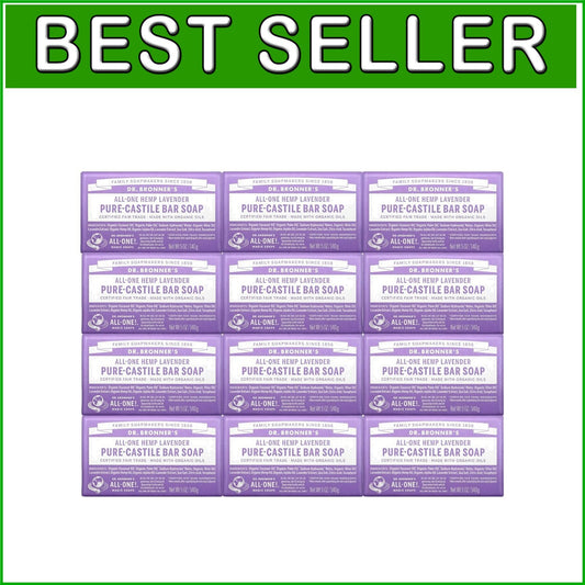 Vegan Lavender Castile Bar Soap - 5 oz x 12, Biodegradable & Cruelty-Free