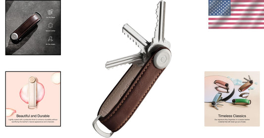 Durable Hand-Crafted Leather Key Holder with Stainless Steel Locking Mechanism