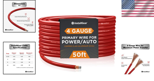 High-Performance 50ft 4 Gauge CCA Wire - Perfect for High-Current Applications