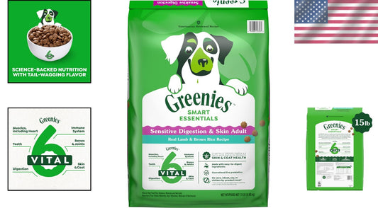 15 lb. Premium Adult Dog Food with Real Lamb & Brown Rice for Sensitive Stomach