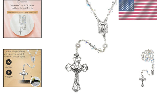 Austrian Crystal Rosary for April Birthdays - Elegant Catholic Prayer Accessory