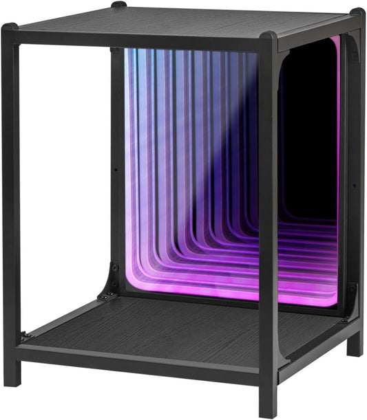 Stylish RGBW Infinity Mirror Storage Cabinet - Perfect for Bedroom or Gaming