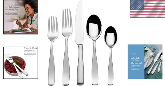 Versatile Satin Loft 65-Piece Flatware Set - Dishwasher Safe & Stain Resistant