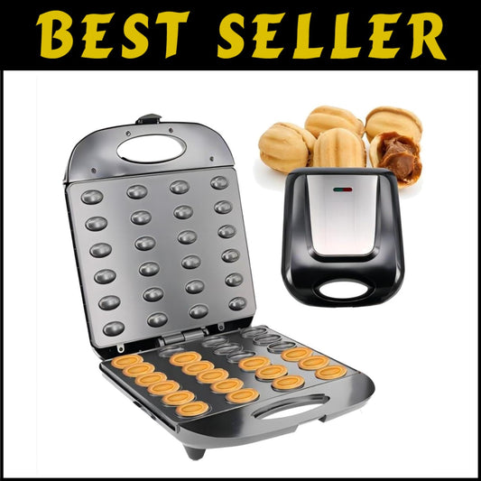 24-Hole Walnut Cookie Maker & Electric Waffle Machine - Compact Baking Solution