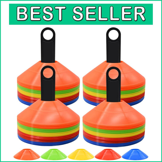 200 High Visibility Disc Cones in 5 Colors for Sports Training & Coaching