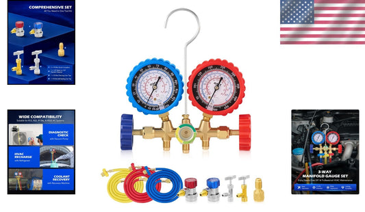 Comprehensive AC Gauge Kit for R134A, R12, R22 Refrigerants - Durable & Accurate