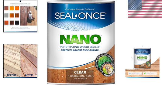 1 Gallon Clear Wood Sealer - Fast-Drying Nano Protection for Outdoor Use