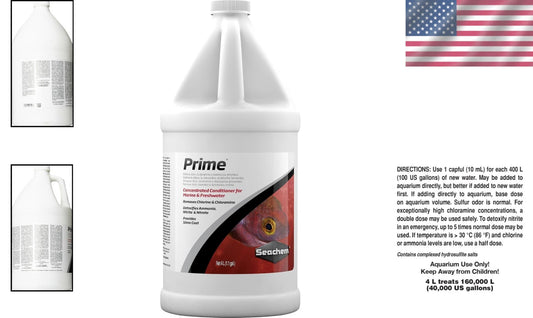 Prime Aquarium Conditioner – 1 Gal Liquid Detoxifier for Fresh & Saltwater Fish