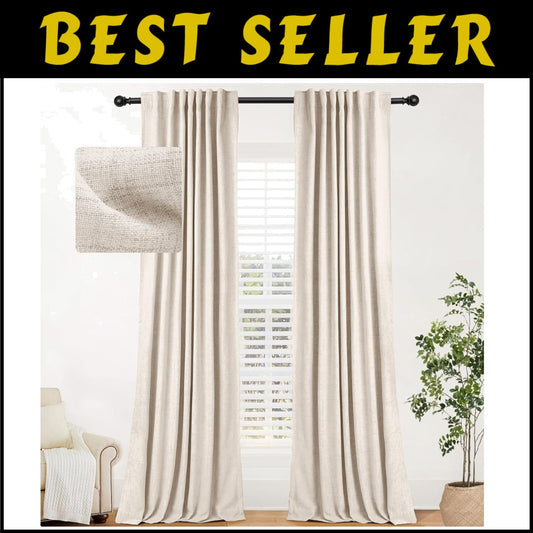 Elegant 100% Blackout Thermal Curtains for Bedroom & Living Room - Buttercream