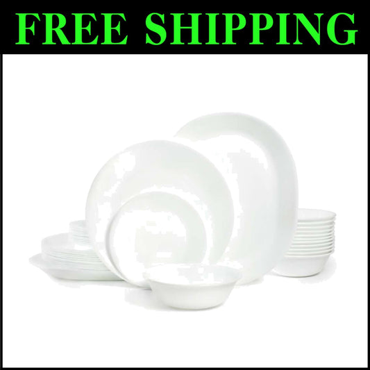 Vitrelle 38-Piece Dinnerware Set for 12 - Lightweight & Chip-Resistant White