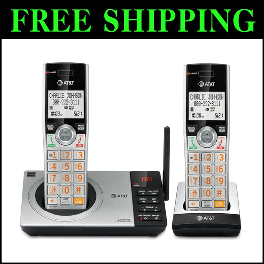 Cordless Phone Set with Digital Answering Machine & Caller ID Announcer - Silver