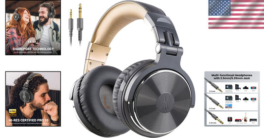 High-Sensitivity Studio Headphones with Adjustable Headband & Carrying Case
