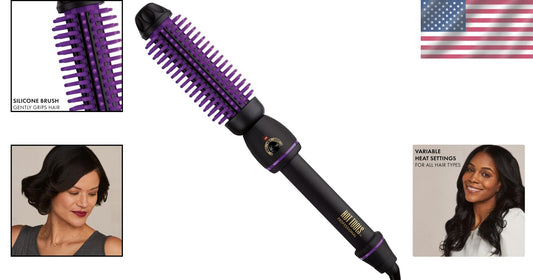 1-Inch Silicone Heated Brush Styler with Adjustable Heat for Effortless Volume