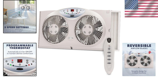 Bionaire Reversible Window Fan with Programmable Thermostat - Quiet Comfort