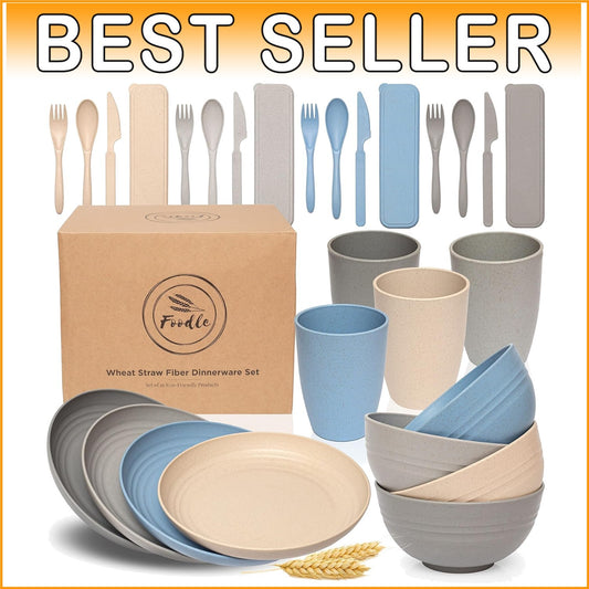 Eco-Friendly Wheat Straw Dinnerware Set - Perfect for Picnics and Casual Dining