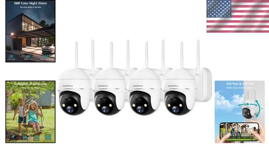 Easy-Install 4-Pack Wireless Security Cameras with Motion Detection Alerts