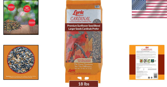 18 lb Cardinal Bird Seed - Sunflower & Safflower Mix for Happy Backyard Birds