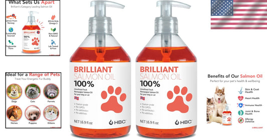 Omega 3 Salmon Oil for Dogs - Natural Supplement for Coat & Joint Health, 32.8oz