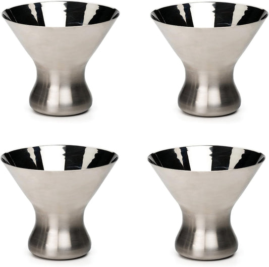 Elegant 8 Ounce Stainless Steel Stemless Martini Glasses for Home Entertaining