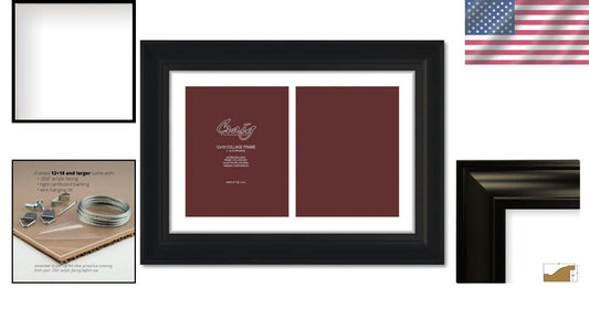 Elegant Black Wood 12x18 Photo Frame with 2-Opening Mat for Cherished Memories