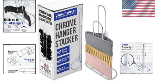 Chrome-Plated Hanger Organizer - Holds 50-75 Hangers, Space-Saving Stand