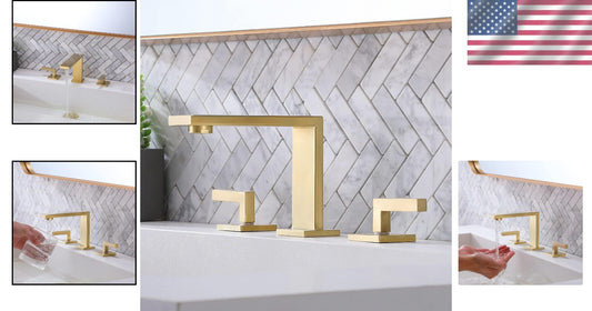 Elegant 2 Handle Brushed Gold Bathroom Faucet with Water Supply Lines Included