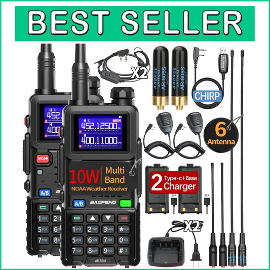 10W Long Range Handheld Ham Radio with NOAA Receiver & Rechargeable Battery