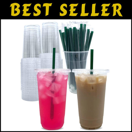BPA-Free 32 oz Clear Plastic Cups with Lids & Straws - Disposable Convenience