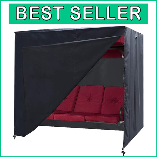 Black Waterproof Swing Canopy Cover 3-Seater - Heavy Duty All Weather Protection