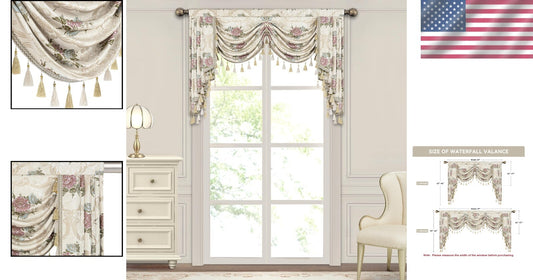 Classic Jacquard Swag Valance with Tassels - Perfect for Weddings & Holidays