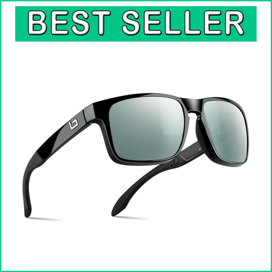 BNUS Italian Polarized Sunglasses with Corning Glass Lenses - B7066 Black/Silver