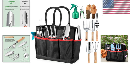 Fashionable 9-Piece Gardening Tools with Durable Tote Bag - Ideal Gift for Women