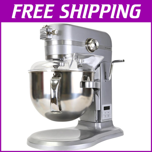 Elite 6 Qt Heavy-Duty Stand Mixer with 600W Power and LED Light - Metallic Grey