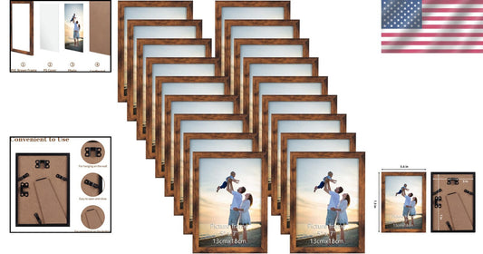 Affordable 18-Pack Rustic Brown Frames for Wall Art and Family Photos