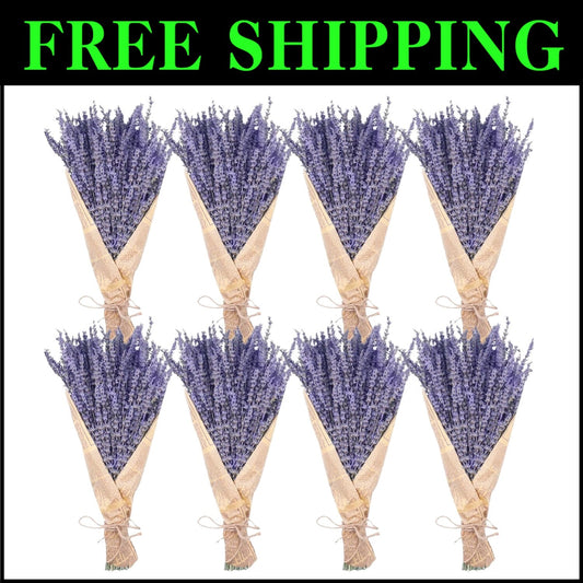 Natural Dried Flowers Set: 8 Bundles, 1200 Stems, Aromatic Lavender - Home Decor