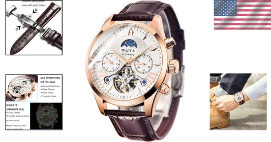 Men's Luminous Skeleton Watch - Automatic Mechanical & Water Resistant