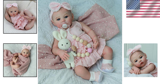 Lifelike 18-Inch Reborn Doll Girl - Soft Weighted Baby Gift Set in Meadow Pink