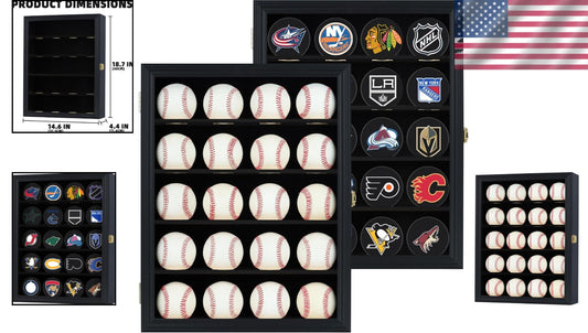 Versatile Hockey Puck and Sports Memorabilia Display Case with Locking Door