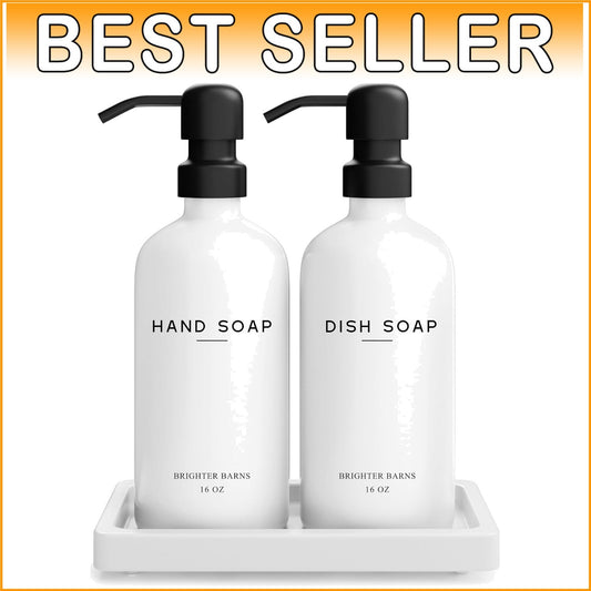 Luxury White Glass Kitchen Soap Dispenser Set - Perfect Gift for Any Occasion