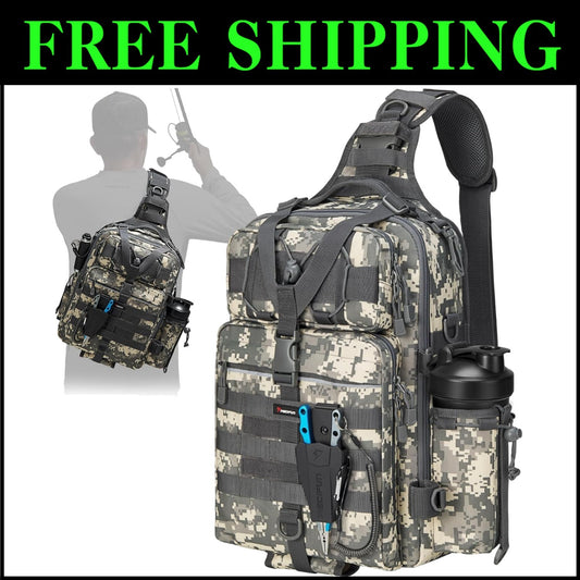 Water-Resistant Fishing Tackle Bag with Adjustable Strap - Outdoor Sling Pack