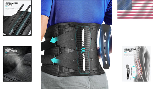 Ultra-Light Ergonomic Back Brace XL - Breathable Support for Heavy Lifting